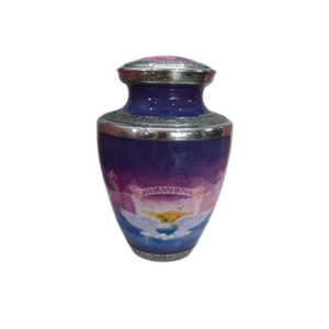 Urne funéraire en aluminium Heaven Gate pour cendres humaines, souvenir commémoratif violet, urne funéraire artisanale pour adulte avec couvercle - Product Image 1