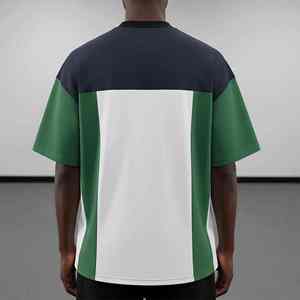 Affordable Color Block Ringer Men’s T Shirt Custom Puff Print Summer Tee - Product Image 2