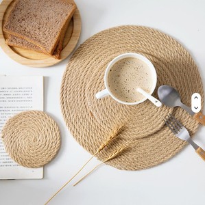 Natural Fiber Jute Coaster Premium Eco Friendly Jute Coaster Handmade Braided <b>Table</b> <b>Mat</b> Export Supplier - Product Image 5