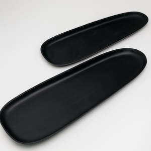 Matte Black Oval Serving Tray Set Minimalist Decorative Presentation Dining Collection - Product Image 1