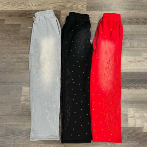 2025 Men's Casual Streetwear Flat Straight Flare Midweight Sweatpants Paint <b>Jogger</b> <b>Stacked</b> Flared Breathable Eco-Friendly - Product Image 1