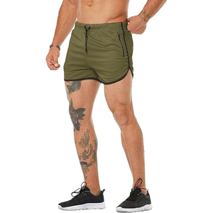 Pantalones Cortos Deportivos de Secado Rápido Color Verde Oliva para Hombre, con Bolsillo con Cierre, Cintura Elástica con Cordón, Pantalones Cortos Deportivos Casuales - Product Image 4