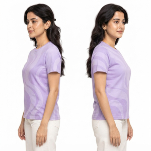 Camiseta de Verano para Mujer, 100% Algodón Jersey, Manga Corta, Lavado Ácido, Secado Rápido, con Logotipo Personalizado y Apliques, Superventas - Product Image 6