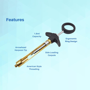 Black Gold Manual Dental Syringe 1.8ml Aspirating Stainless Steel Cartridge Reusable Autoclavable Ergonomic <b>Grip</b> Dental - Product Image 6