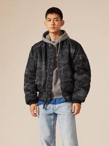 Chaqueta Bomber para Hombre, Estilo Casual, Cierre de Cremallera, Resistente al Viento, Relleno de Algodón, Acolchado Frontal de Poliéster Grueso, para Invierno - Product Image 6