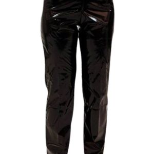 Leggings en similicuir noir pour femme, taille haute, coupe ajustée, brillants, écologiques, pantalon de mode extensible, pour club, soirée, décontracté - Product Image 1