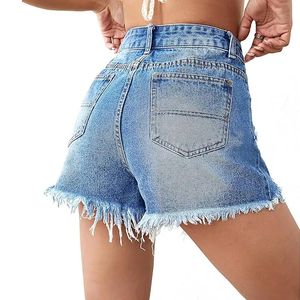 Pantalones Cortos de Mezclilla para Mujer, Estilo Casual de Verano, Desgastados, de Cintura Alta, con Cierre de Cremallera, Elementos de Moda - Product Image 4