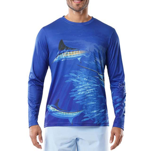 Camisa de Pesca de Manga Larga para Hombre, Azul, con Estampado por Sublimación, Protección UV UPF 50, Top Deportivo de Poliéster - Product Image 6