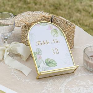 <b>Framed</b> Table Number Sign Gold Stamping Brass Metal Vertical Stand Durable Wedding Decoration - Product Image 1