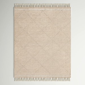 Tapis en jute bio fait main, motif géométrique, style scandinave, rectangulaire, pour salon, tissage plat, envers en jute - Product Image 1