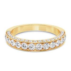 Double <b>Row</b> Shared-Prong Round Cut Diamond Band Ring - Product Image 3
