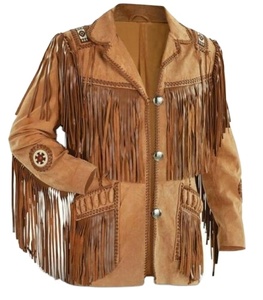 <b>Men's</b> Western Cowboy <b>Suede</b> Fringe <b>Jacket</b> Native Inspired Vintage Leather Style Tassel Coat - Product Image 3