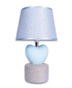 Modern Heart Shape Resin Table Lamp with Blue Fabric Drum Shade Warm White Light for Bedroom <b>Decorative</b> <b>Lighting</b> - Product Image 1