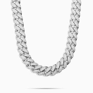 Cadena Cubana de Lujo con Incrustaciones de Moissanita VVS, Plata de Ley, Estilo Diamante, Cadena Hip Hop - Product Image 1