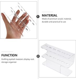 6 Hole Acrylic Tweezers <b>Holder</b> Rack Eyelash Tool Storage Stand for Lash Extension Supplies - Product Image 6