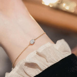 สร้อยข้อมือทองคำ 10K 14K สีเหลือง ประดับเพชรทรงรี 0.30 กะรัต เพชรเพาะเลี้ยงในห้องปฏิบัติการ ดีไซน์แบบตะวันออก-ตะวันตก สร้อยข้อมือแบบโซ่ประดับเพชรเล็กๆ ของขวัญวันเกิด - Product Image 3