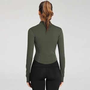 Camiseta de Yoga para Mujer INDEX, Azul, Media Cremallera, Manga Larga, Ajuste Ceñido, Transpirable, Spandex/Poliéster, Ropa Deportiva, Diseño Sin Costuras, Color Sólido - Product Image 2