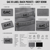 Jean en denim gris uni délavé pour homme, coupe ample et respirante, jambe large, avec design à panneaux et surpiqûres, idéal pour le confort décontracté du printemps