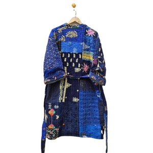 Indian Handmade Vintage Khambhadiya Patchwork <b>Women's</b> Kimono <b>Robe</b>-Thermal Summer Sleepwear Loungewear Boho Chic 100% Silk - Product Image 6