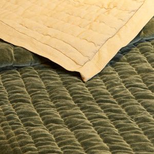 Copriletto trapuntato a mano con flange 88x92 "in velluto di cotone - Product Image 5