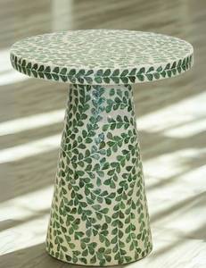 Round Bone Inlay Pedestal Table - Product Image 5