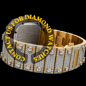 Reloj Personalizado de Lujo con Caja Cuadrada, Números Romanos, Esfera Blanca, Chapado en Oro, Diamantes Moissanite, Estilo Hip Hop - Product Image 4