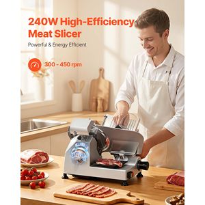 Affettatrice Elettrica Commerciale da 10 Pollici 240W con Lama Affilata in Acciaio al Carbonio Regolabile 0-1,2 cm e Affilatore Integrato per Taglio Alimenti e Salumi - Product Image 2