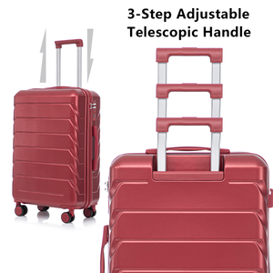 Valigia Trolley 3 in 1 in ABS PC Leggera 20/24/28 Pollici con Asta in Ferro, Lucchetto TSA, Ruote Girevoli, Colore Rosso Vino, con Borsa Inclusa - Product Image 6