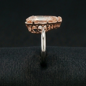 Bague simple et élégante en or blanc et or rose 8K avec diamant taille poire et sertissage à griffes, certifiée IGI, pour mariage, fiançailles, usage quotidien et cadeaux - Product Image 2
