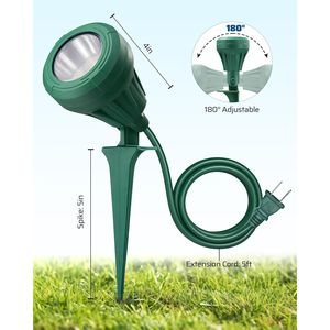 500LM Waterproof LED Spot Light 120V Outdoor Spotlight with 3 Extra Lenses (Red Yellow Green) for Holiday <b>Landscape</b> <b>Lighting</b> - Product Image 5