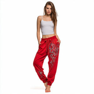 Women Rhinestone Track Sweat Pants Women High <b>Drawstring</b> Waist Jogger Rhinestone Sweatpants Ladies winter Rhinestone <b>Trouser</b> - Product Image 6