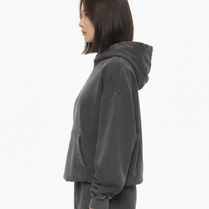 Custom Oversized Embroidered French Terry Baggy Hoodie Cotton <b>Fleece</b> <b>Jumper</b> Puff Print Hooded Crew Neck Sweatshirt for Women - Product Image 5