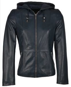 Chaqueta de motorista de cuero de piel de oveja genuina para mujer, botón de cuello levantado, piel transpirable, invierno largo - Product Image 1