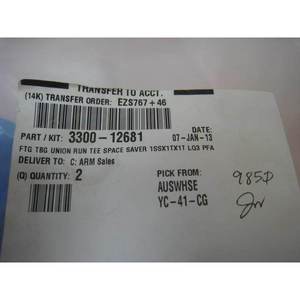 2 AMAT 3300-12681 FITTING TVG UNION RUN TEE SPACE - อุปกรณ์และอะไหล่เซมิคอนดักเตอร์ระดับโลกที่เชื่อถือได้ - Product Image 1
