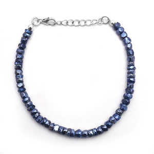 Natural Blue Kyanite <b>Classic</b> Strand Bracelet 925 Sterling Silver Smooth Gemstone Handmade Wholesale Jewelry Fashion for Women - Product Image 3