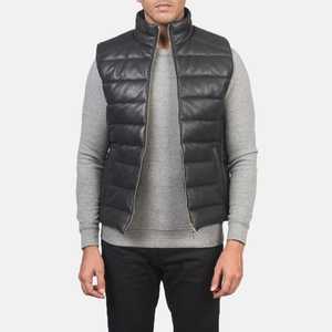 Chaleco Acolchado de PU Color Borgoña para Hombre, Cuello Alto, Casual, Resistente al Viento, para Otoño, Color Sólido, Corte Ajustado - Product Image 4