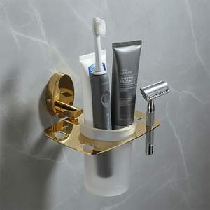 Portacepillos de Dientes de la Colección Brass Monte Carlo con Acabado Satinado, Accesorio de Baño de Lujo para Encimera - Product Image 6