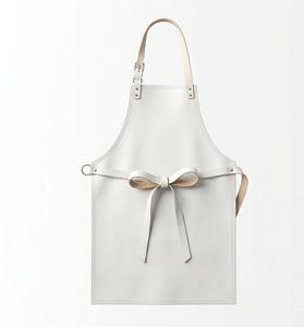 Simple White Leather Bib <b>Apron</b> with Adjustable Waist and Multiple Pockets Straps for Daily Cooking Use - Product Image 2