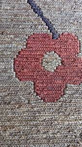 Tapis antidérapant en polyester à tissage plat fabriqué à la machine de style Kilim avec motif floral vert et rouge-Tapis écologique - Product Image 4