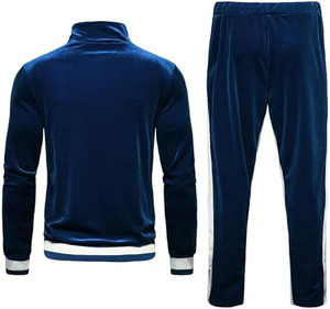Conjunto Deportivo de Terciopelo Azul Marino para Hombre: Conjunto de Dos Piezas de Alto Rendimiento Atlético y Estilo de Vida - Product Image 2