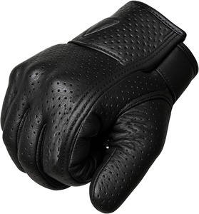 Guantes de carreras de cuero con protección completa para los dedos, transpirables, con cierre de velcro, para hombres, para montar al aire libre - Product Image 3