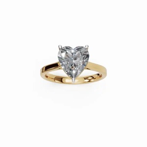 Bague Statement Diamant en Or Jaune 14K – Bijou Masculin Audacieux avec Solitaire Central Taillé en Cœur - Product Image 2
