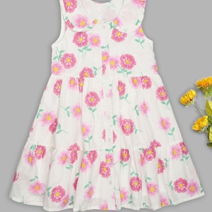 Vestido actualizado con estampado floral, corte ajustado y vuelo, cuello redondo, sin mangas, largo hasta la rodilla con bajo acampanado, 100% algodón 2026 - Product Image 5