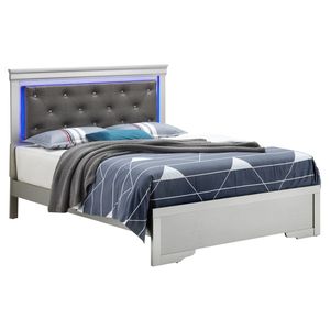 Lit Queen Size Lorana G6500C QB3 Silver Champagne, lit capitonné élégant - Product Image 2