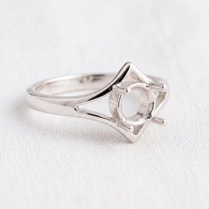 Bague semi-montée carrée en argent sterling 925, prête à l'emploi, pour pierres précieuses de 5mm à 18mm, composant de bijoux en or 18K - Product Image 4