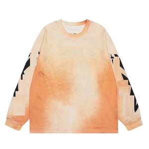 Oversized Long Sleeve <b>T</b>-<b>Shirt</b> Men's Streetwear Red Tie Dye Print Knitted O-Neck Breathable <b>Polyester</b> Top - Product Image 3