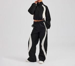 Custom Women's Windbreaker Jacket <b>Jogger</b> Two Piece Zipper Polyester <b>Nylon</b> Tracksuit Set - Product Image 5