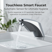 Robinet de lavabo intelligent moderne sans contact avec mitigeur d'eau froide, robinet de salle de bain automatique infrarouge pour hôtel et maison