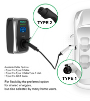 Pengisi Daya Dinding AC EV Versi Soket 22kW OCPP1.6J Input 380V RFID APP Perlindungan Kebocoran Dalam dan Luar Ruangan EVSE
