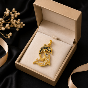 Joyería Fina para Mujer, Collar con Colgante de Delfín con Diamantes de Moissanita, Oro 10K, Diseño Personalizado, Amuleto de la Suerte, Regalo de Moda - Product Image 5
